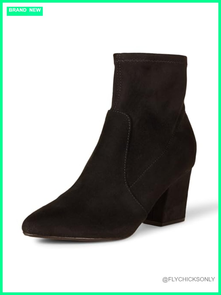 Faux Suede Ankle Boots With Block Heel, Memory Foam Insole